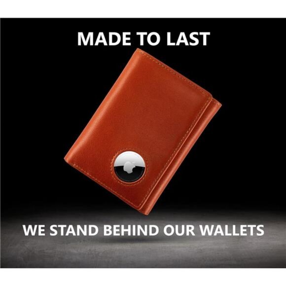 RFID Blocking Mens Wallet With Airtag Holder - Trifold with 9 Credit Card Slots - Picture 7 of 8